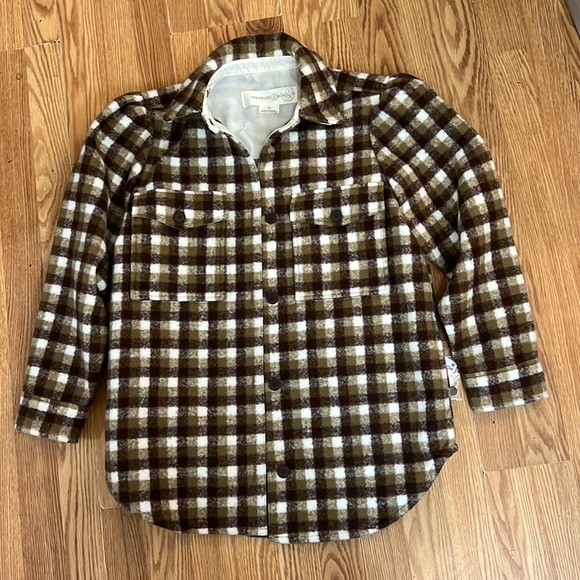 Treasure & Bond Plaid Shirt Jacket Puff Sleeve Button Up size XS - Picture 2 of 16